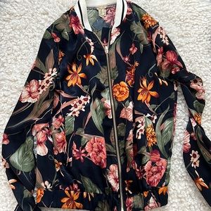 Hawaiian floral bomber jacket
